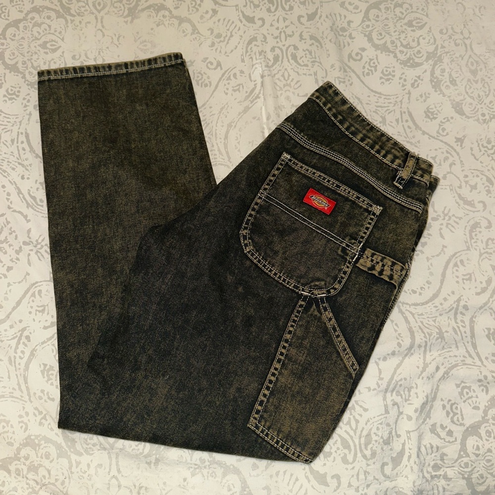 Dickies Woman’s Vintage Mineral Wash Black Carpenter Pants Relaxed Fit